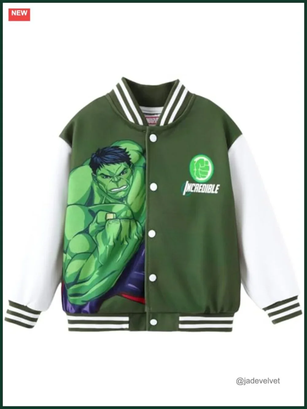 Boys Marvel Bomber Jacket Varsity Cardigan Snap Button Lightweight Coat